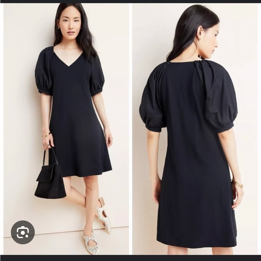 ANTHROPOLOGIE | Maeve Mini Dress |
Annika Poplin Puff Sleeve Knit Dress